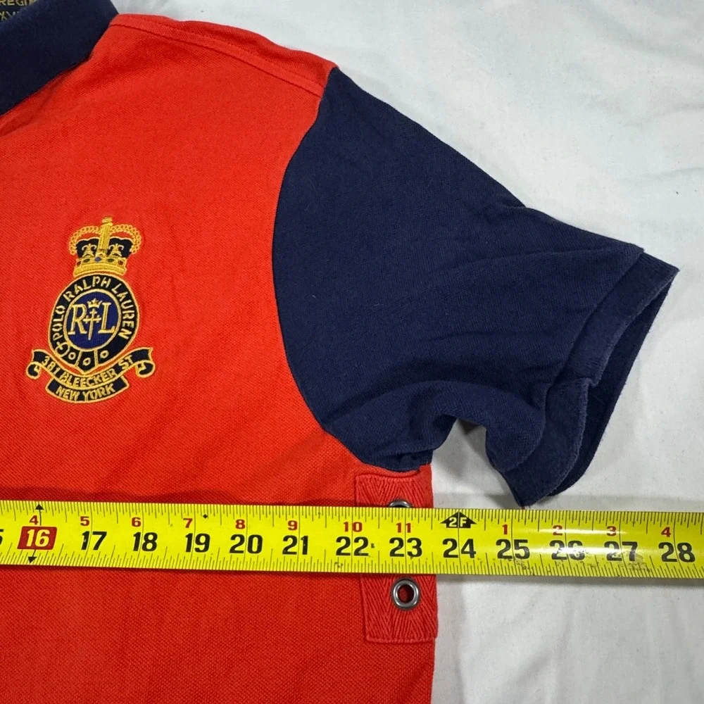 Polo Ralph Lauren Men's XL Red Navy 1st Division RL Regiment Custom Fit Polo